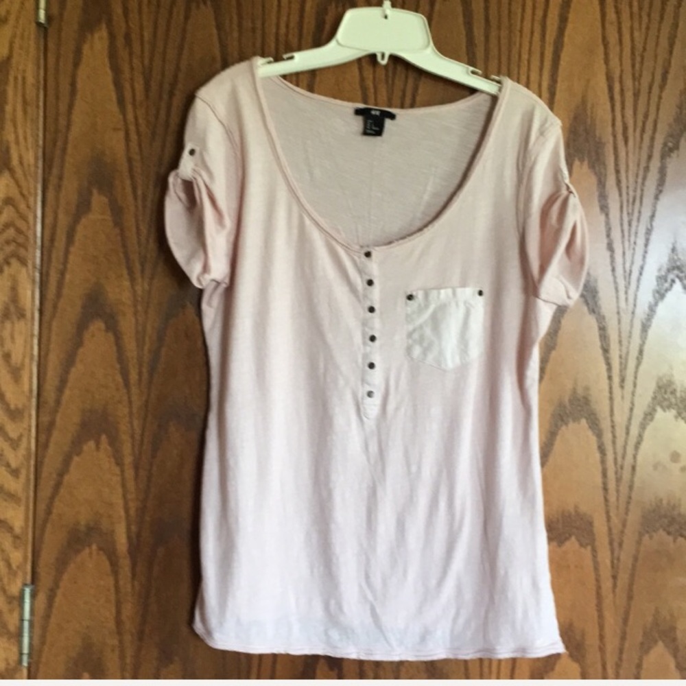 H&M Blush Pink Distressed Summer T-shirt